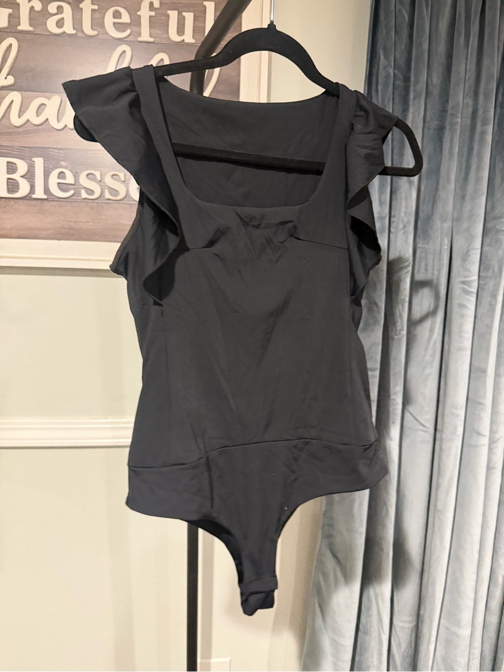 Black Ruffle Sleeve Bodysuit